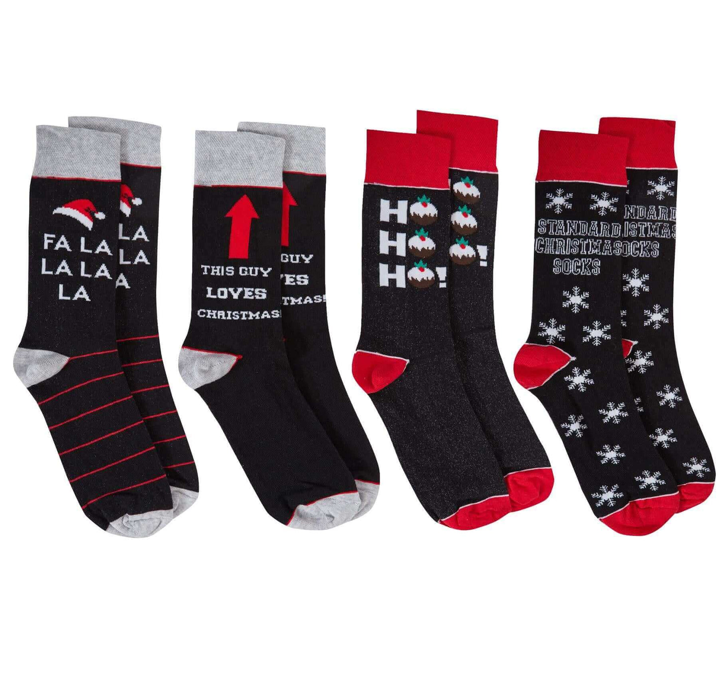 Pack Of 4 Men's Novelty Socks Christmas Sock Xmas Stocking Filler Gift. Buy now for £8.00. A Socks by Sock Stack. 6-11, assorted, black, black socks, boys, boys socks, breathable, christmas, comfortable, cotton, design, elastane, elf, father christmas, fe