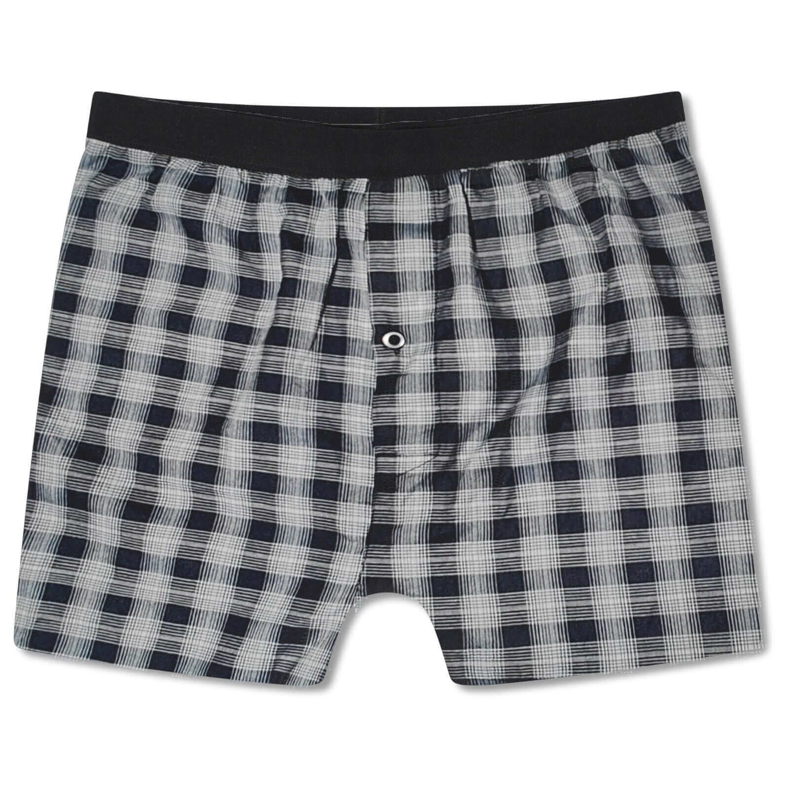 Pack Of 6 Men's Woven Boxers, Loose Fit Boxershorts, Comfort Waistband Underwear (MB02). Buy now for £8.00. A Boxer Shorts by Sock Stack. black, blue, boxer shorts, check, classic boxers, comfortable, cotton, cotton blend, grey, marl grey, mens, navy, red