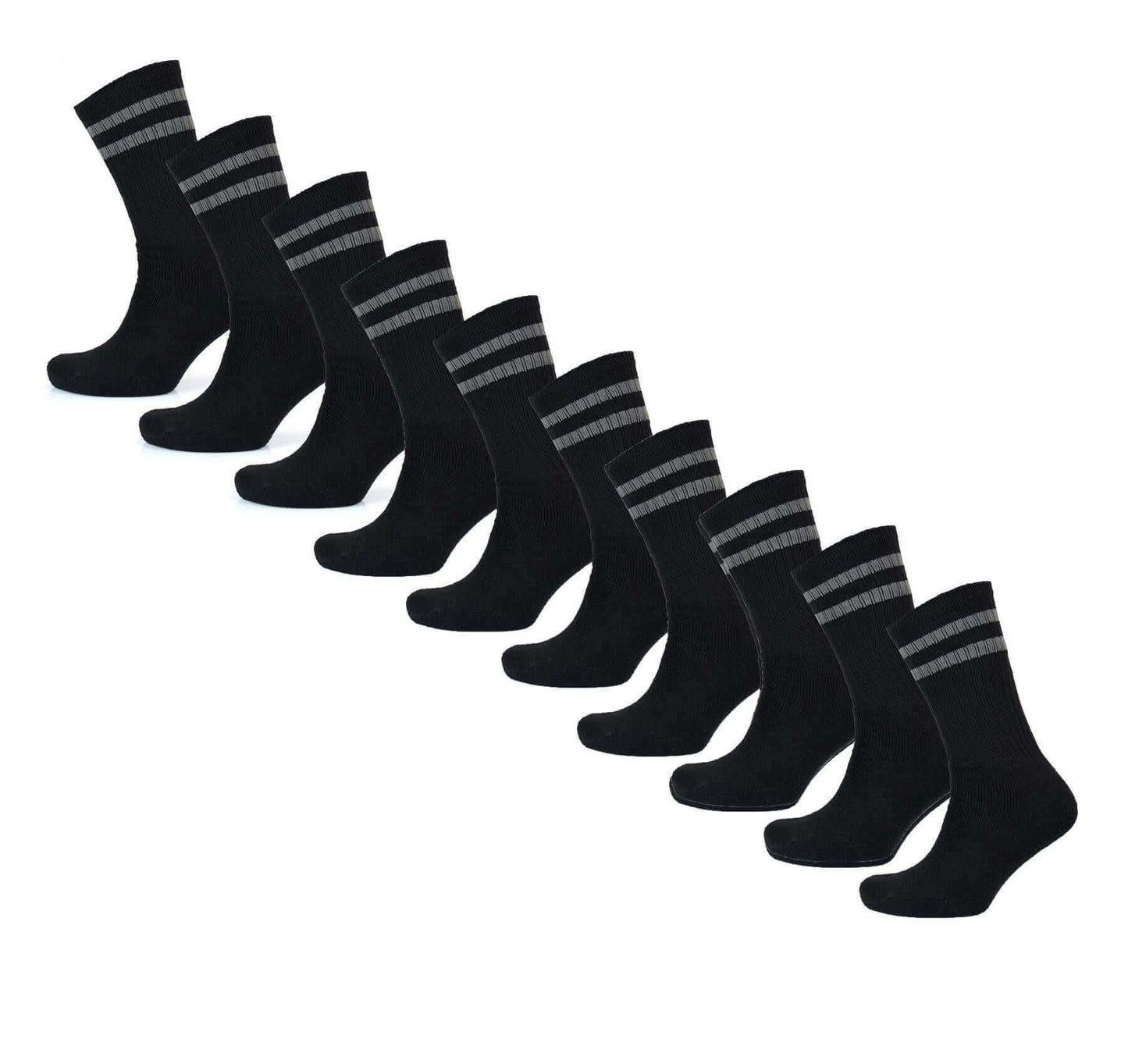 10 Pairs Men's Cotton Rich Striped Sport Socks Moisture-Wicking Reinforced Heel Toe for Running Hiking Football Outdoor Black White Grey UK 6-11 by Sock Stack. Buy now for £9.00.
