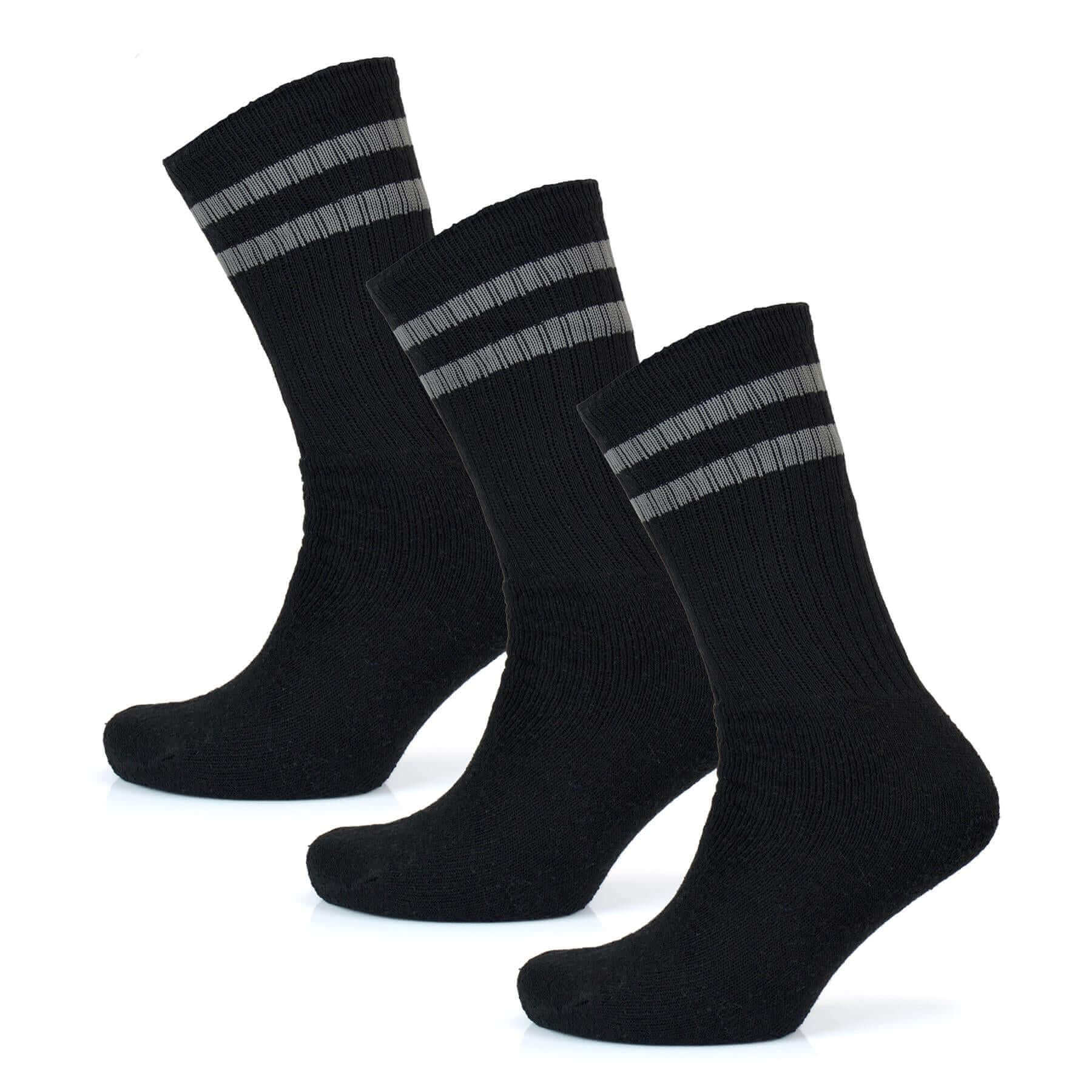 10 Pairs Men's Cotton Rich Striped Sport Socks Moisture-Wicking Reinforced Heel Toe for Running Hiking Football Outdoor Black White Grey UK 6-11 by Sock Stack. Buy now for £9.00.