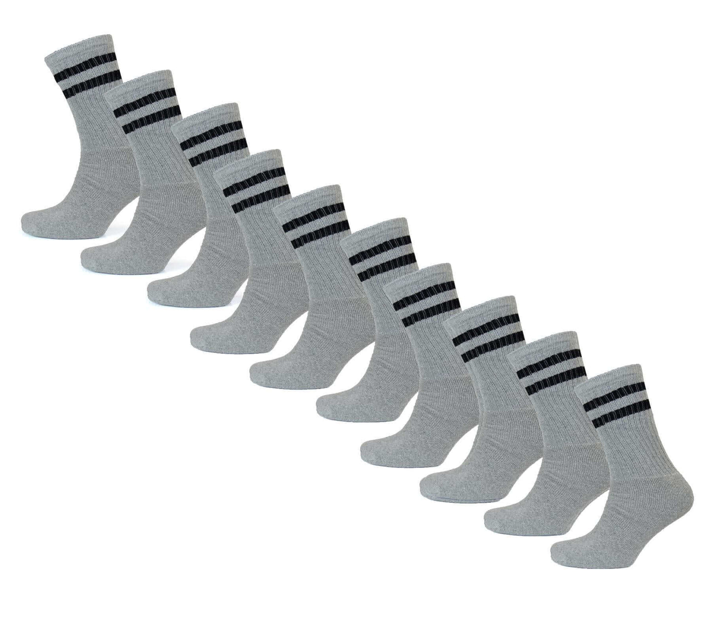 10 Pairs Men's Cotton Rich Striped Sport Socks Moisture-Wicking Reinforced Heel Toe for Running Hiking Football Outdoor Black White Grey UK 6-11 by Sock Stack. Buy now for £9.00.