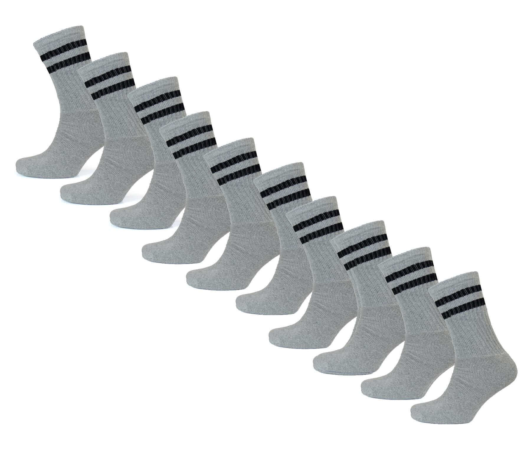 10 Pairs Men's Cotton Rich Striped Sport Socks Moisture-Wicking Reinforced Heel Toe for Running Hiking Football Outdoor Black White Grey UK 6-11 by Sock Stack. Buy now for £9.00.