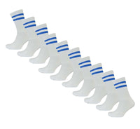 10 Pairs Men's Cotton Rich Striped Sport Socks Moisture-Wicking Reinforced Heel Toe for Running Hiking Football Outdoor Black White Grey UK 6-11 by Sock Stack WHITE STRIPES / 6-11 Socks