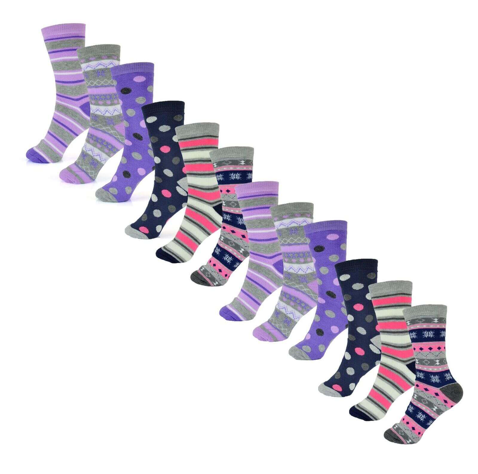 12 Pack Womens Thermal Winter Socks Extra Warm for Cold Weather High Insulation with 2.3 Tog Rating Perfect for Work Boots and Outdoor Activities by Heatwave Thermalwear. Buy now for £9.00.