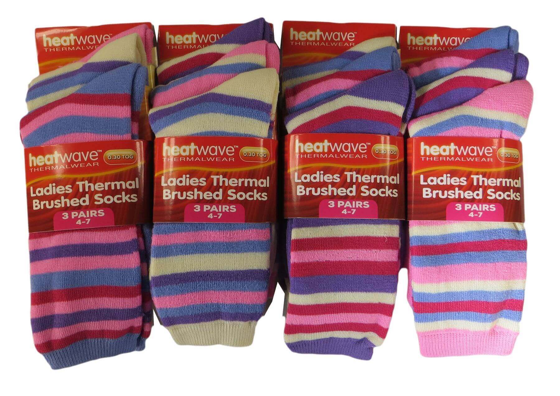 12 Pack Womens Thermal Winter Socks Extra Warm for Cold Weather High Insulation with 2.3 Tog Rating Perfect for Work Boots and Outdoor Activities by Heatwave Thermalwear. Buy now for £9.00.