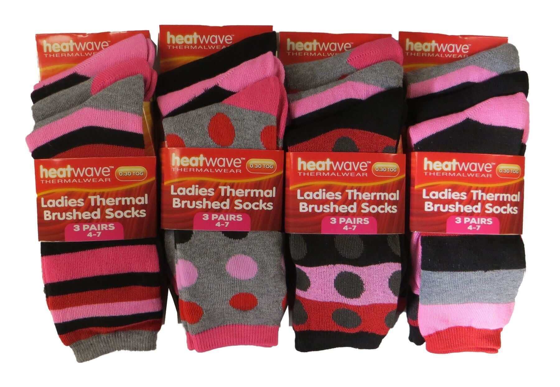 12 Pack Womens Thermal Winter Socks Extra Warm for Cold Weather High Insulation with 2.3 Tog Rating Perfect for Work Boots and Outdoor Activities by Heatwave Thermalwear. Buy now for £9.00.