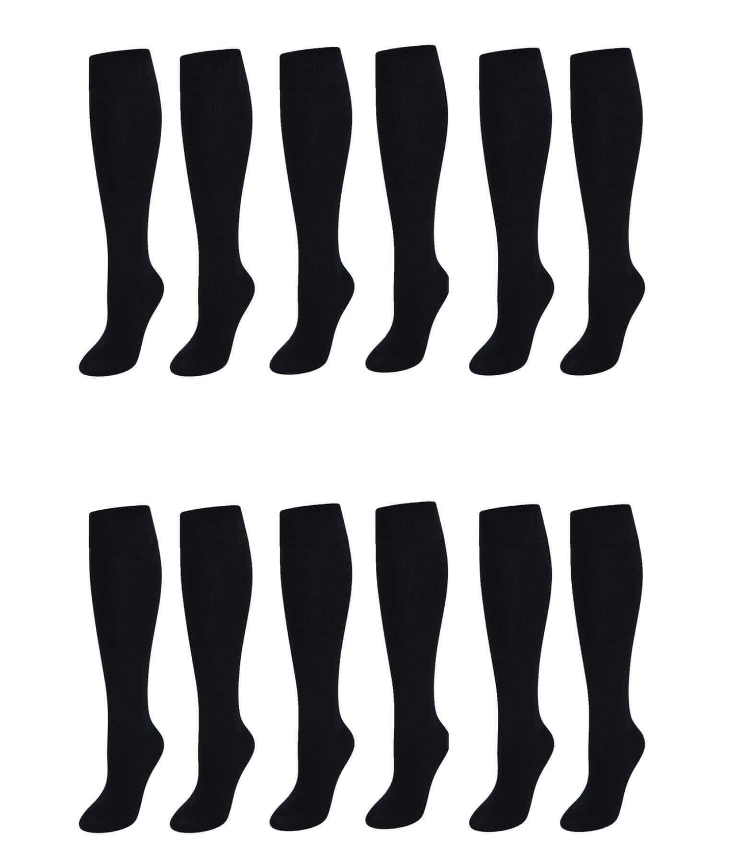 12 Pairs Girls Cotton Rich Long School Socks Durable Comfortable Breathable Sculpted Heels and Toes Sizes 9-12 12-3 4-6 Navy Grey Black White by Sock Stack. Buy now for £13.00.