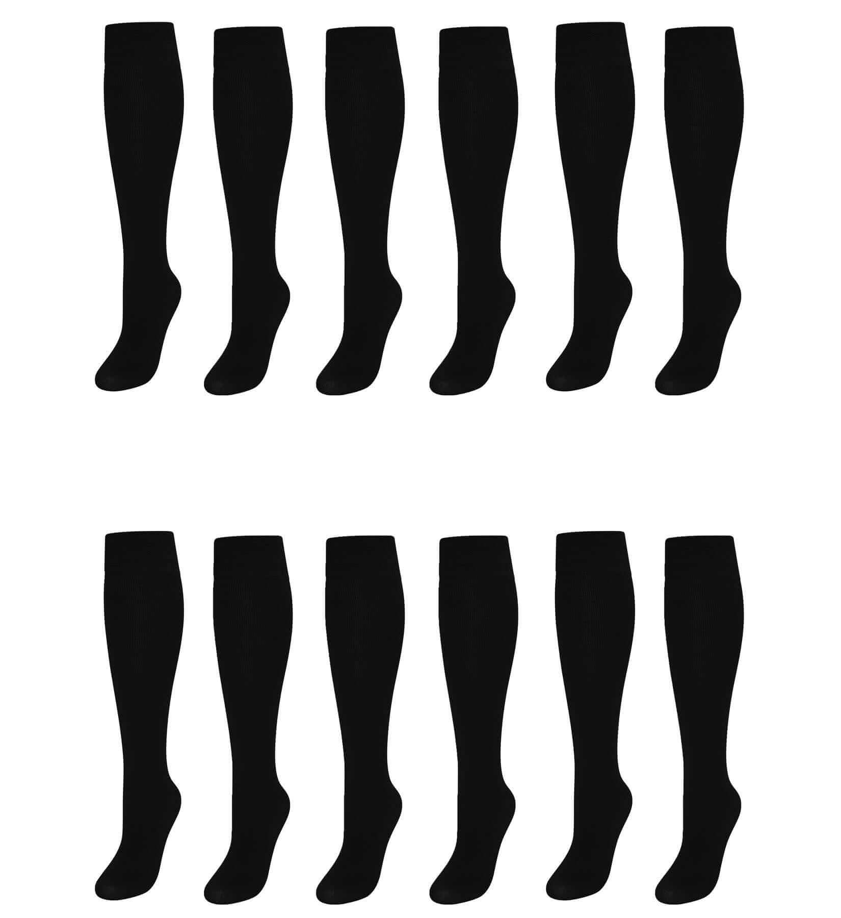 12 Pairs Girls Cotton Rich Long School Socks Durable Comfortable Breathable Sculpted Heels and Toes Sizes 9-12 12-3 4-6 Navy Grey Black White by Sock Stack. Buy now for £13.00.