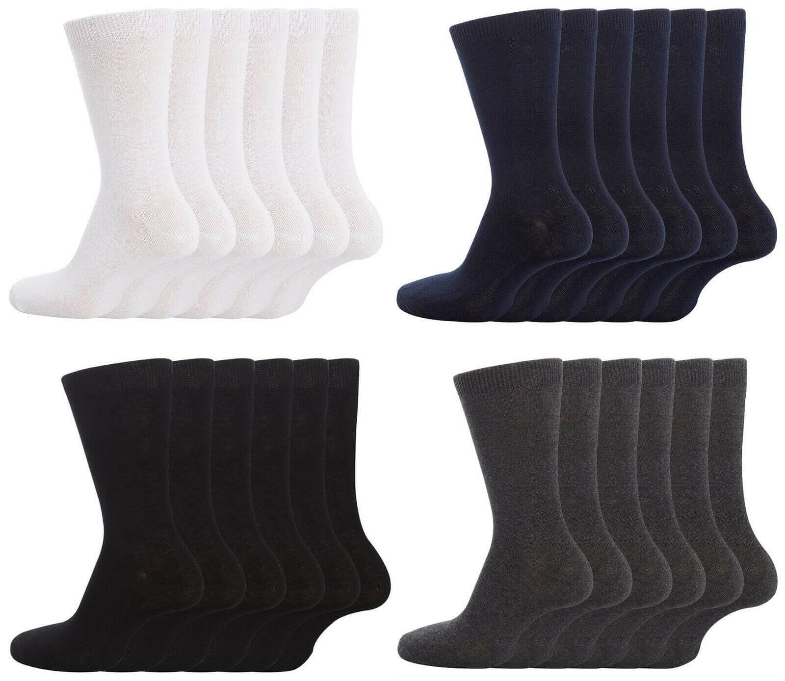 12 Pairs Kids Cotton School Socks Breathable Durable Ankle Socks Boys Girls Uniform Navy Grey Black White Sizes 2 to 12 by Sock Stack. Buy now for £8.00.