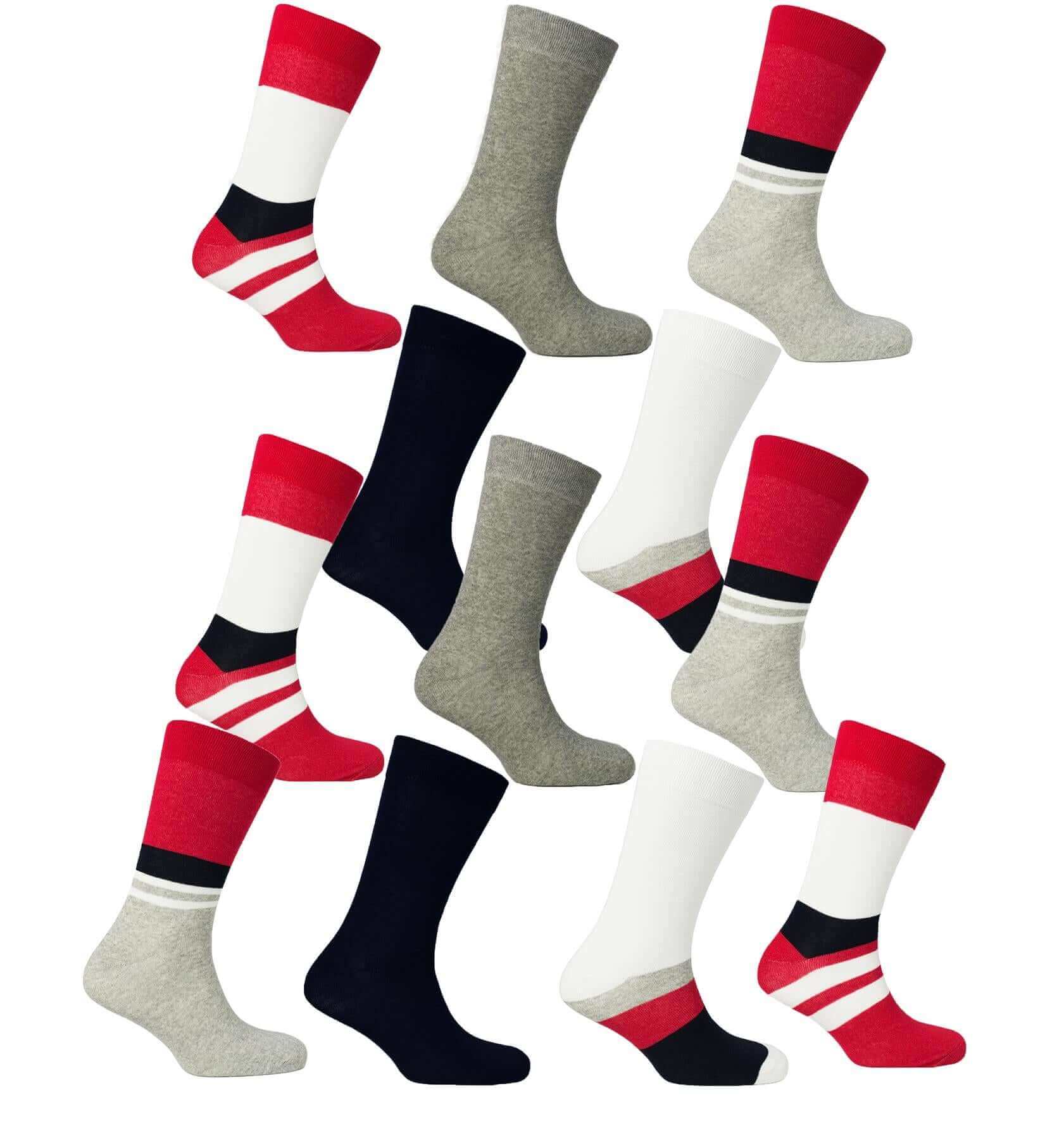 12 Pairs Men's Black Work Socks Comfort Fit with Combed Cotton Durable Construction Ultra-Smooth Flat Toe Seam Assorted Styles UK 6-11 by Sock Stack. Buy now for £8.00.