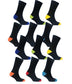 12 Pairs Men's Black Work Socks Comfort Fit with Combed Cotton Durable Construction Ultra-Smooth Flat Toe Seam Assorted Styles UK 6-11 by Sock Stack. Buy now for £8.00.