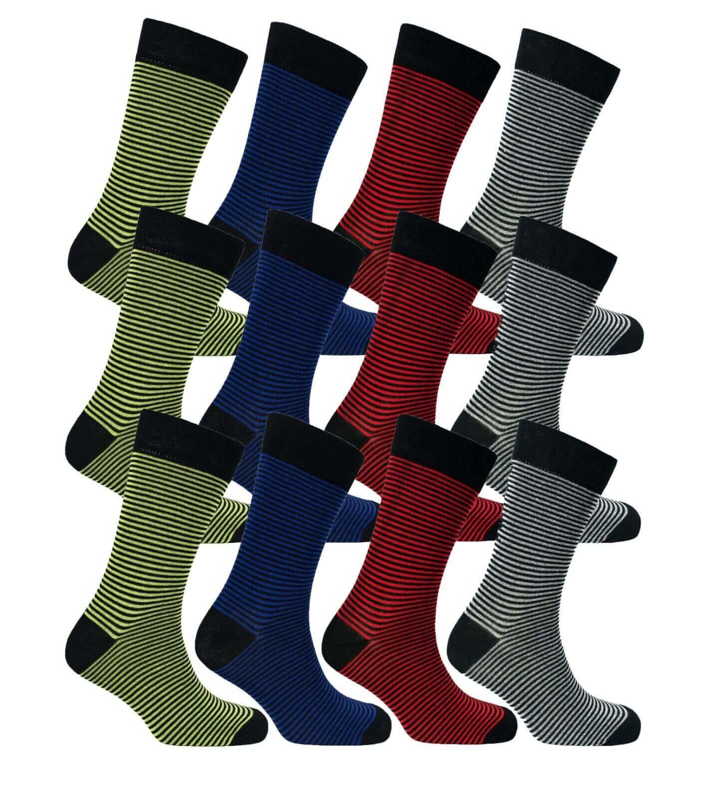 12 Pairs Mens Cotton Rich Argyle and Stripe Casual Work Dress Socks with Smooth Toe Seam All Season Breathable Fashionable Socks Size 6-11 by Sock Stack. Buy now for £9.00.