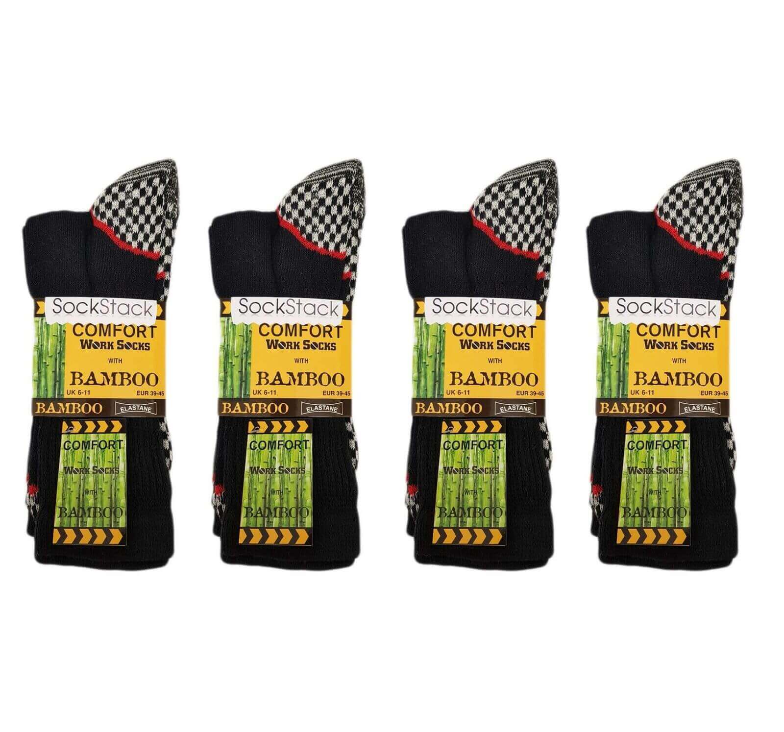 12 Pairs Mens Heavy Duty Bamboo Work Socks Moisture Wicking Cushioned Reinforced Heel Toe for Construction and Outdoor Work UK Sizes 6-11 Sock Stack. Buy now for £18.00.