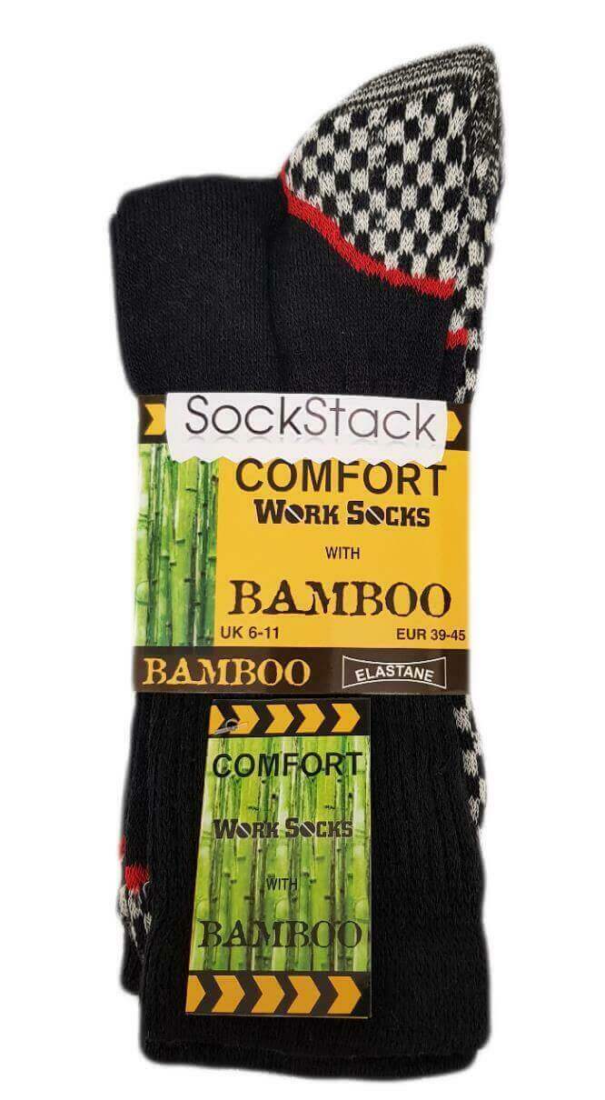 12 Pairs Mens Heavy Duty Bamboo Work Socks Moisture Wicking Cushioned Reinforced Heel Toe for Construction and Outdoor Work UK Sizes 6-11 Sock Stack. Buy now for £18.00.