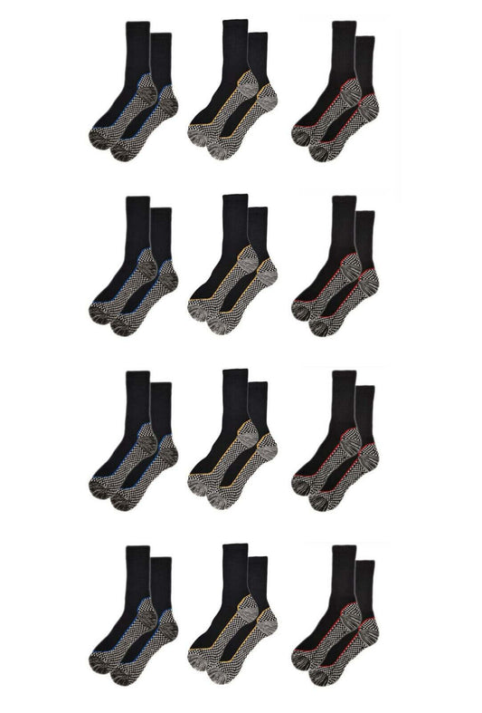 12 Pairs Mens Heavy Duty Bamboo Work Socks Moisture Wicking Cushioned Reinforced Heel Toe for Construction and Outdoor Work UK Sizes 6-11 Sock Stack. Buy now for £18.00.