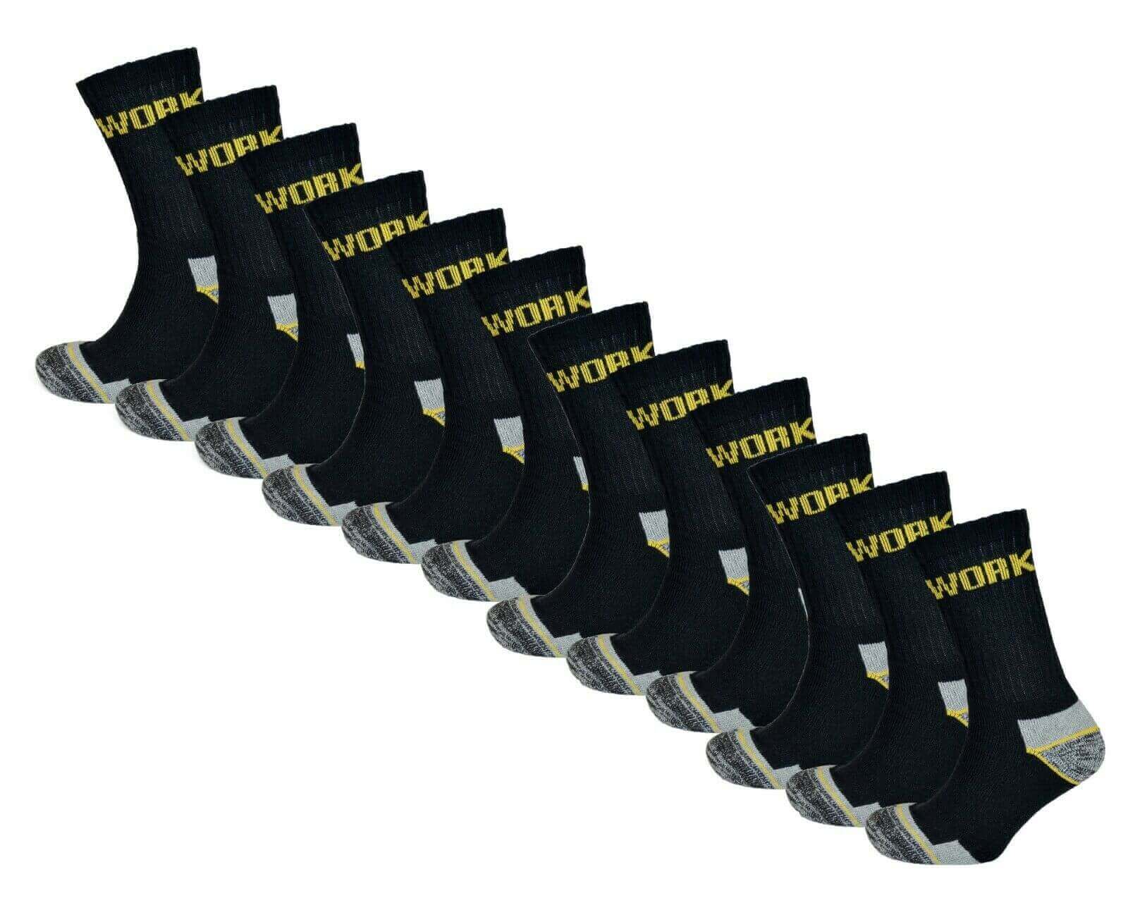 12 Pairs Mens Heavy Duty Work Socks Cushion Sole Reinforced Toe Durable Boot Socks for Construction Outdoor Sizes UK 6-11 EUR 39-45 Sock Stack. Buy now for £10.00.
