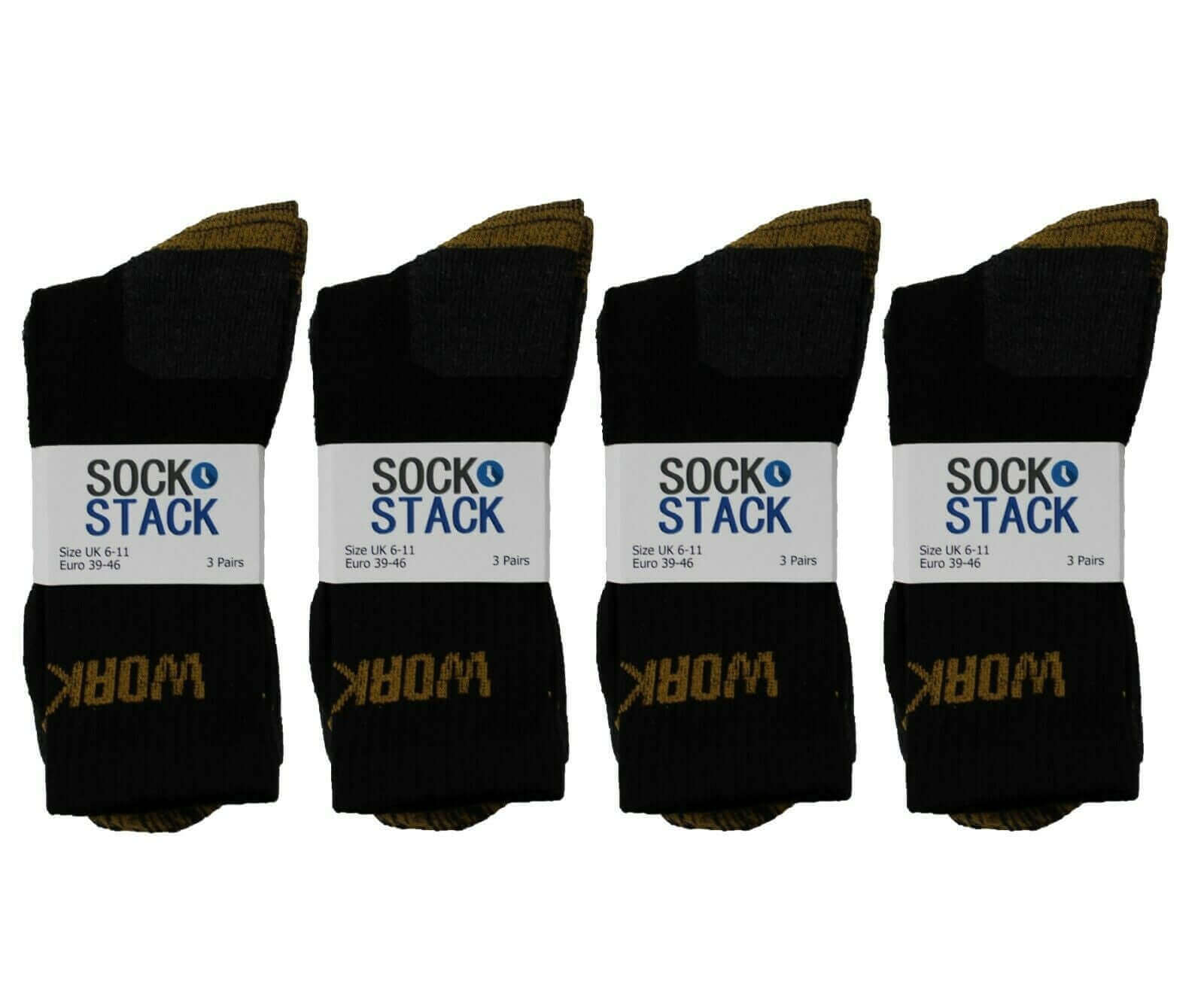 12 Pairs Mens Heavy Duty Work Socks Cushion Sole Reinforced Toe Durable Boot Socks for Construction Outdoor Sizes UK 6-11 EUR 39-45 Sock Stack. Buy now for £10.00.