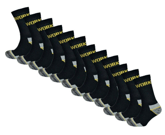12 Pairs Mens Heavy Duty Work Socks Cushion Sole Reinforced Toe Durable Boot Socks for Construction Outdoor Sizes UK 6-11 EUR 39-45 Sock Stack. Buy now for £10.00.