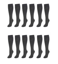 12 Pairs Girls Cotton Rich Long School Socks Durable Comfortable Breathable Sculpted Heels and Toes Sizes 9-12 12-3 4-6 Navy Grey Black White by Sock Stack GREY / 9-12 Socks