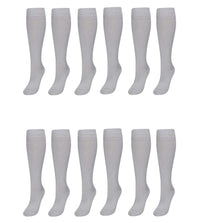 12 Pairs Girls Cotton Rich Long School Socks Durable Comfortable Breathable Sculpted Heels and Toes Sizes 9-12 12-3 4-6 Navy Grey Black White by Sock Stack WHITE / 12-3 Socks