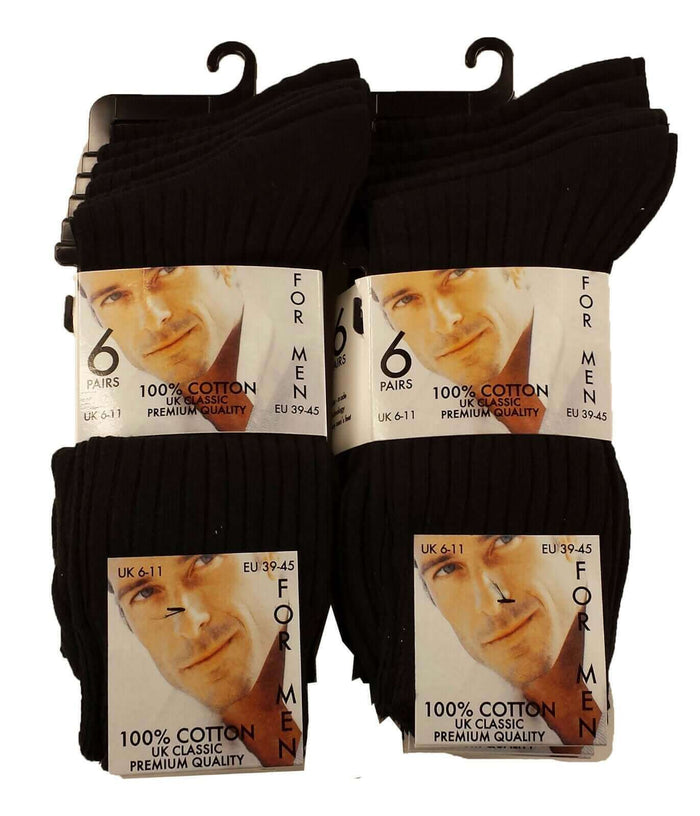 12 Pairs Men's 100 Cotton Moisture-Wicking Antibacterial Dress Work Socks Assorted Brown Black Comfortable All Day Wear Sustainable by Sock Stack BLACK / 6-11 Socks