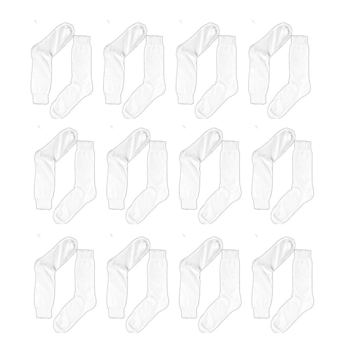 12 Pairs Mens Dress Socks Seam-Free Toe 100% Sustainable Cotton Moisture-Wicking Antibacterial Breathable Elastic Band Ideal for Office Formal Wear UK 6-11 EU 39-45 by Sock Stack WHITE / 6-11 Socks