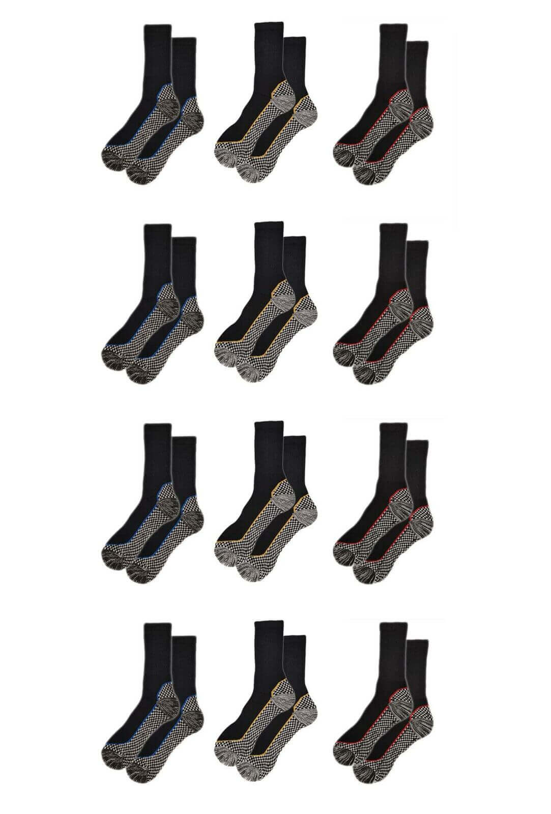 12 Pairs Mens Heavy Duty Bamboo Work Socks Moisture Wicking Cushioned Reinforced Heel Toe for Construction and Outdoor Work UK Sizes 6-11 Sock Stack Socks