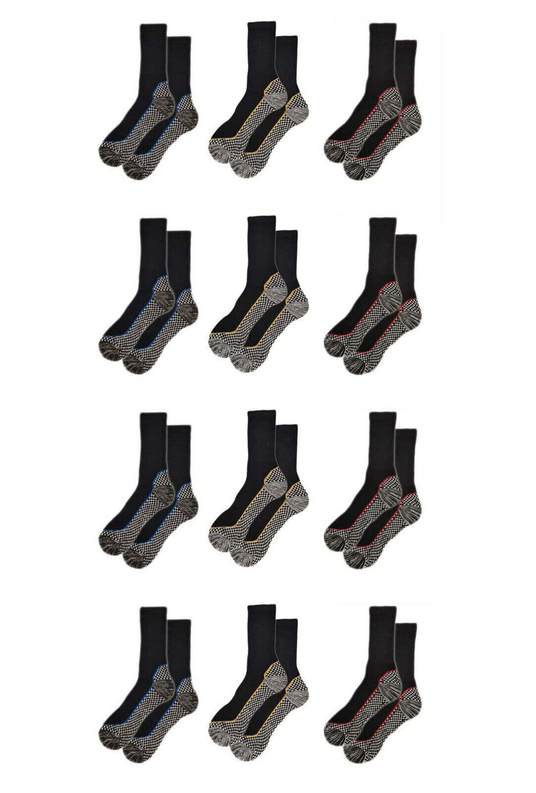 12 Pairs Mens Heavy Duty Bamboo Work Socks Moisture Wicking Cushioned Reinforced Heel Toe for Construction and Outdoor Work UK Sizes 6-11 Sock Stack Socks