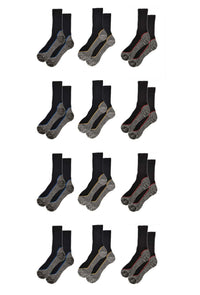 12 Pairs Mens Heavy Duty Bamboo Work Socks Moisture Wicking Cushioned Reinforced Heel Toe for Construction and Outdoor Work UK Sizes 6-11 Sock Stack Socks