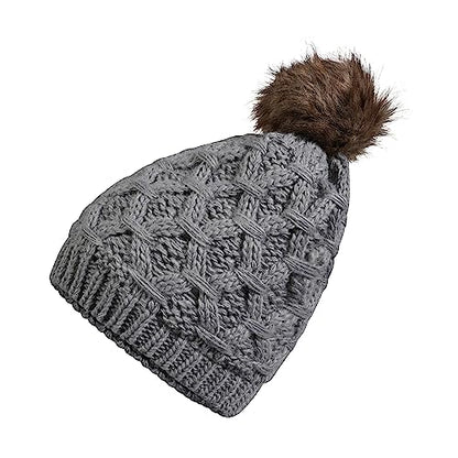 Women's Warm Chunky Beanie Hat Waterproof Cross Cable Knit Thinsulate Pom Pom Bobble. Buy now for £8.00. A Hats by Sock Stack. Beanie Hat, Bobble, Cable Knit, charcoal, chunky, Cross, Ear Warmer, faux fur, fleece, grey, hat, Hats, head, Liner, petrol, pom