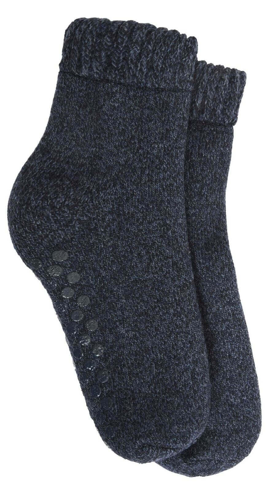 2 Pairs Men's Merino Wool Fleece Lined Slipper Socks Non-Slip Grips Cozy Winter Lounge Socks Tall Black Navy by Sock Stack. Buy now for £9.00.