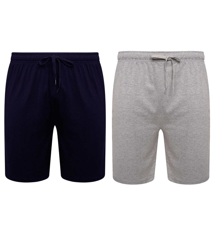 2 Pack Men's Cotton Lounge Shorts Stretchable Available in Black Navy Grey Durable and Cozy Loungewear Medium to 5X-Large by Sock Stack NAVY / GREY / M Lounge Short