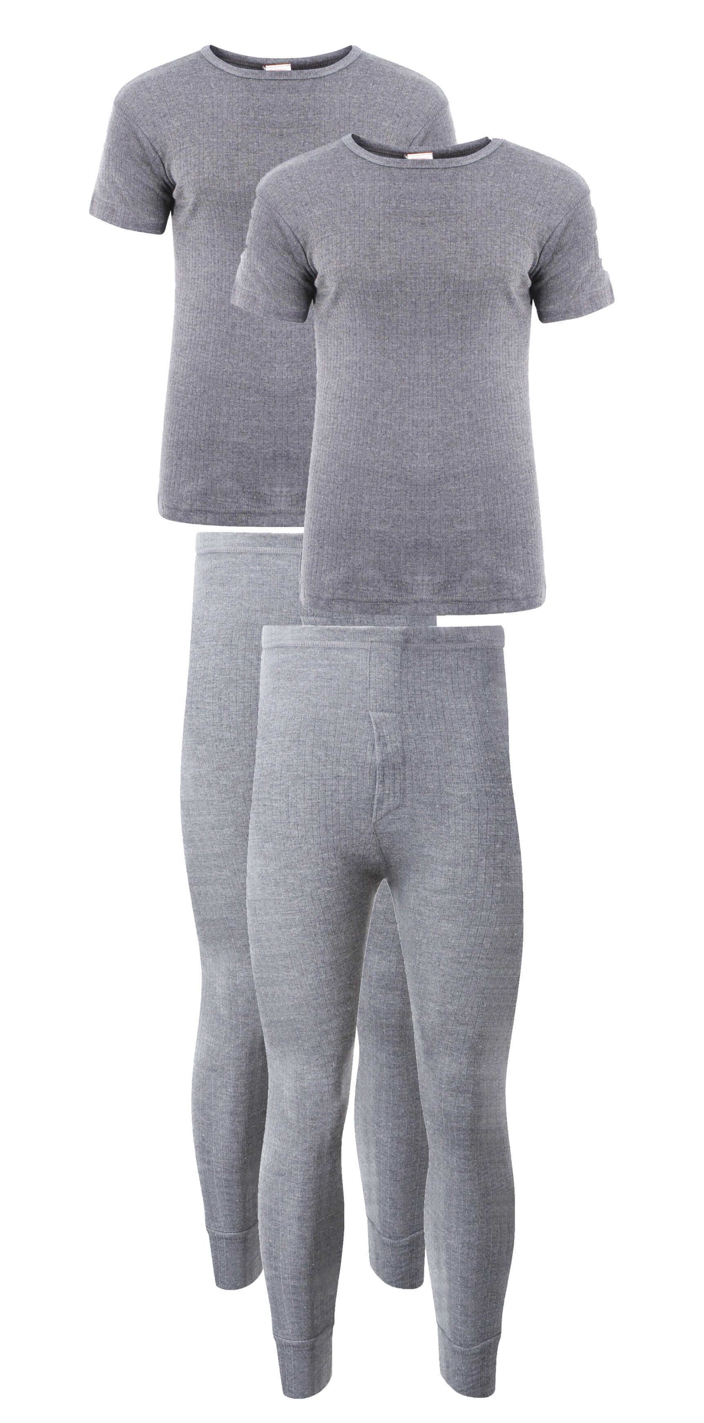 Heatwave® Pack Of 2 Men's Thermal Underwear Set, T-Shirt & Pants Baselayer Set. Buy now for £18.00. A Thermal Underwear by Heatwave Thermalwear. baselayer, black, blue, charcoal, grey, heatwave, hiking, large, long johns, long sleeve, marl grey, medium, m