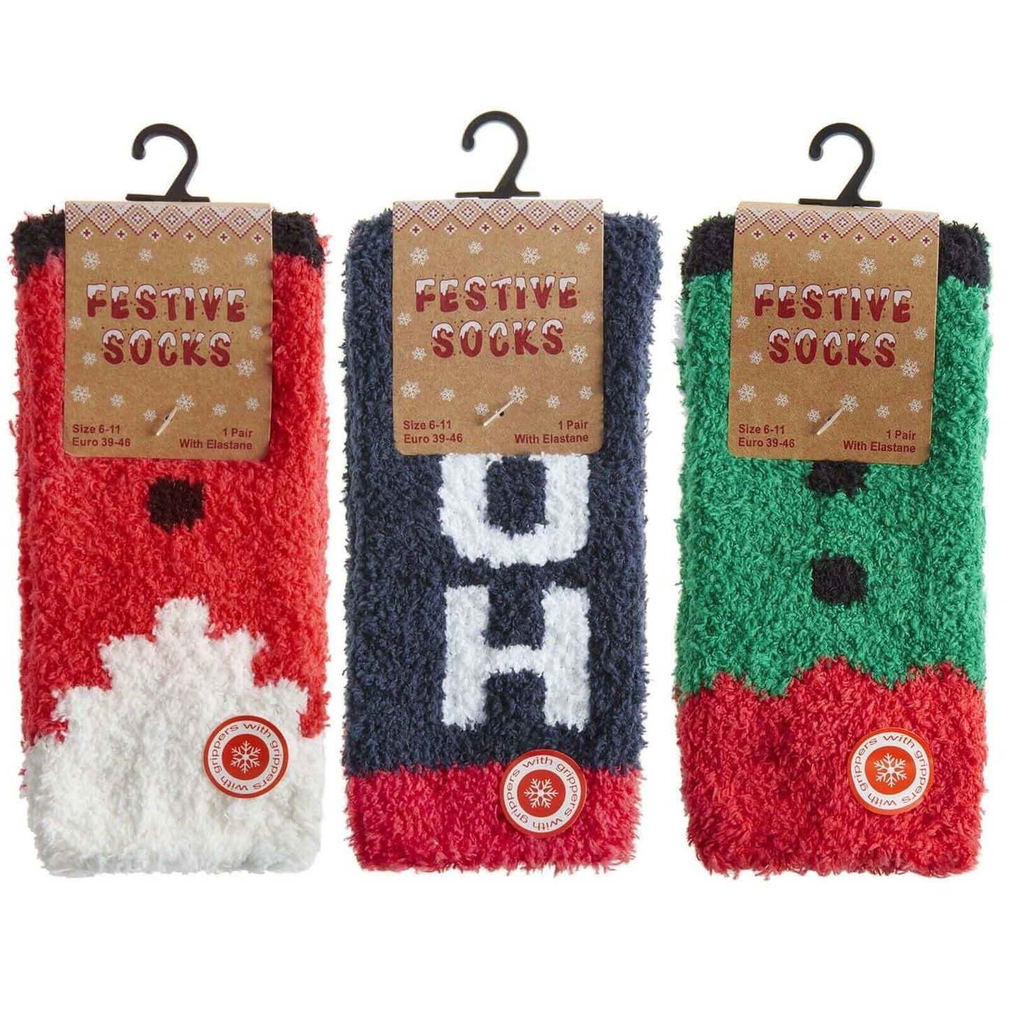 3 Pack Mens Cozy Christmas Slipper Socks Festive Santa and Elf Designs Warm and Comfortable Holiday Gift UK Sizes 6-11 by Sock Stack. Buy now for £8.00.