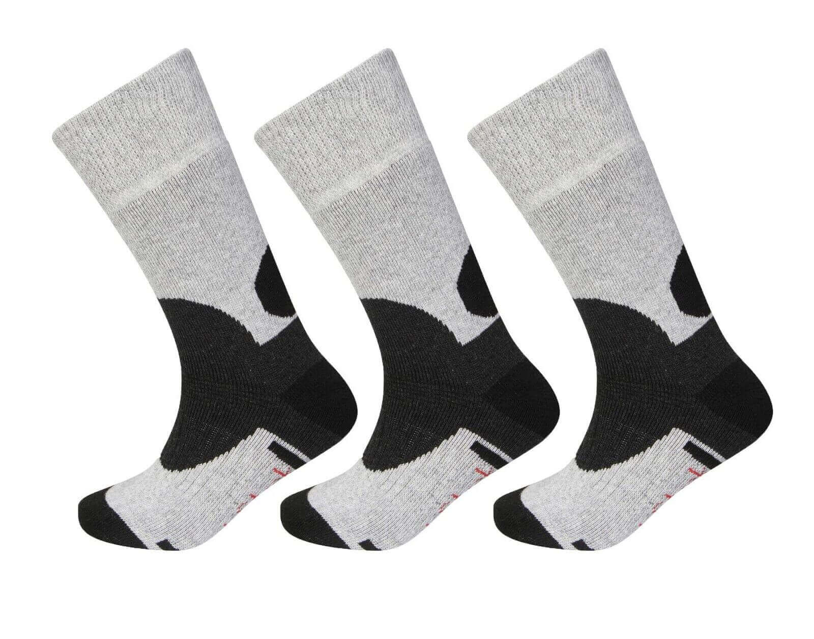 3 Pack Men's Wool Hiking Socks Reinforced Heel Toe Cushioned Arch Support Thermal Boot Socks Sizes UK 6-11 EU 39-45 Grey Black by Sock Stack. Buy now for £6.00.