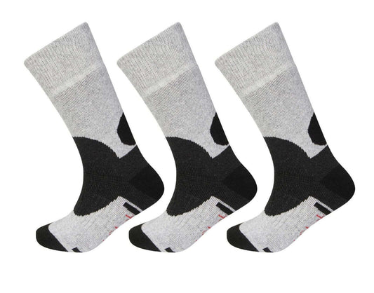 3 Pack Men's Wool Hiking Socks Reinforced Heel Toe Cushioned Arch Support Thermal Boot Socks Sizes UK 6-11 EU 39-45 Grey Black by Sock Stack. Buy now for £6.00.