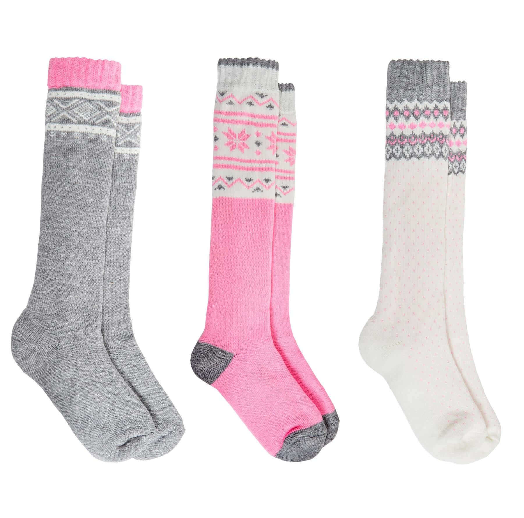 3 Pairs Thermal Women's Wellington Socks for Hiking and Skiing with Reinforced Heel and Toe Cushioning UK 4-7 Assorted Colours Daisy Dreamer. Buy now for £10.00.