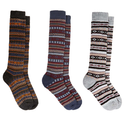 3 Pairs Thermal Women's Wellington Socks for Hiking and Skiing with Reinforced Heel and Toe Cushioning UK 4-7 Assorted Colours Daisy Dreamer. Buy now for £10.00.