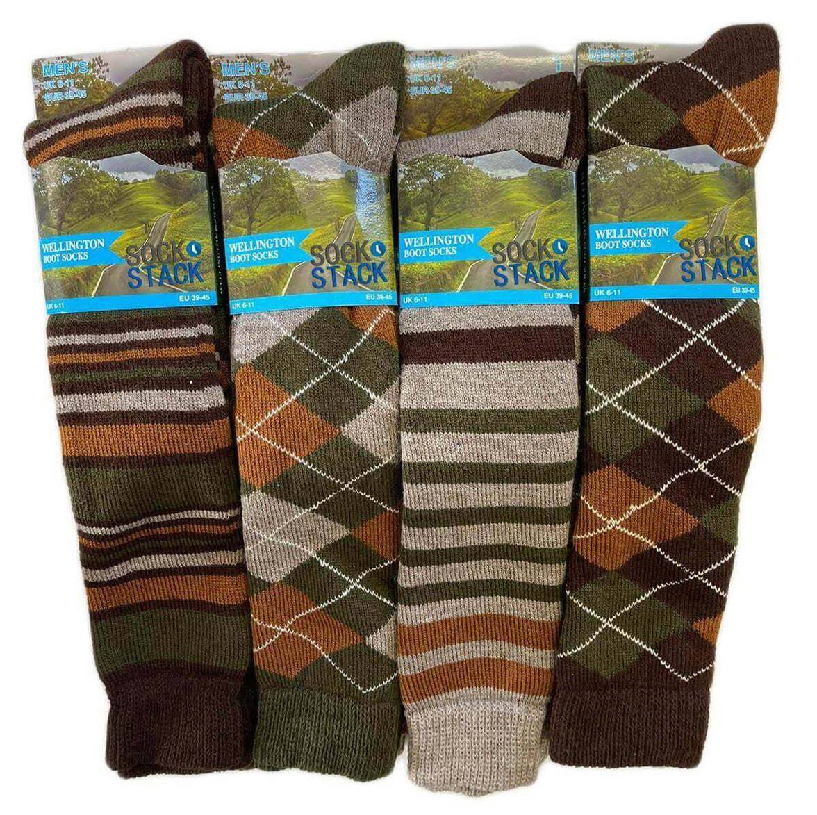 3 Pack Men's Thermal Wellington Boot Socks Reinforced Heel Toe Cushioned Comfort Ideal for Outdoor Hiking Work Durable Warm Size UK 6-11 by Sock Stack 6-11 Socks