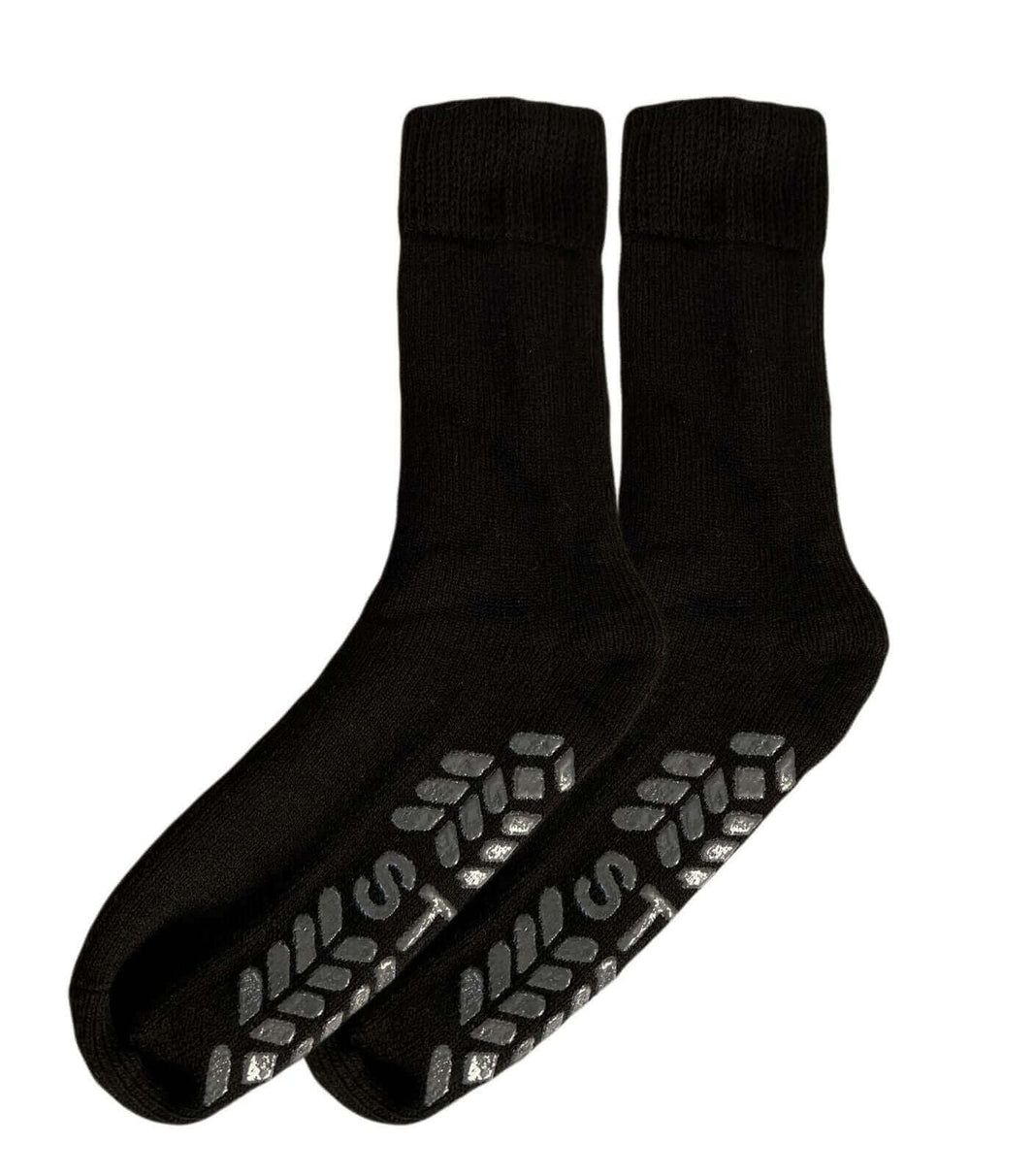 3 Pairs Men's Thermal Lounge Non-Slip Slipper Socks Thick Fleece Winter Warm Home Footwear UK 6-11 by Sock Stack BLACK/NAVY/GREY / 6-11 Socks