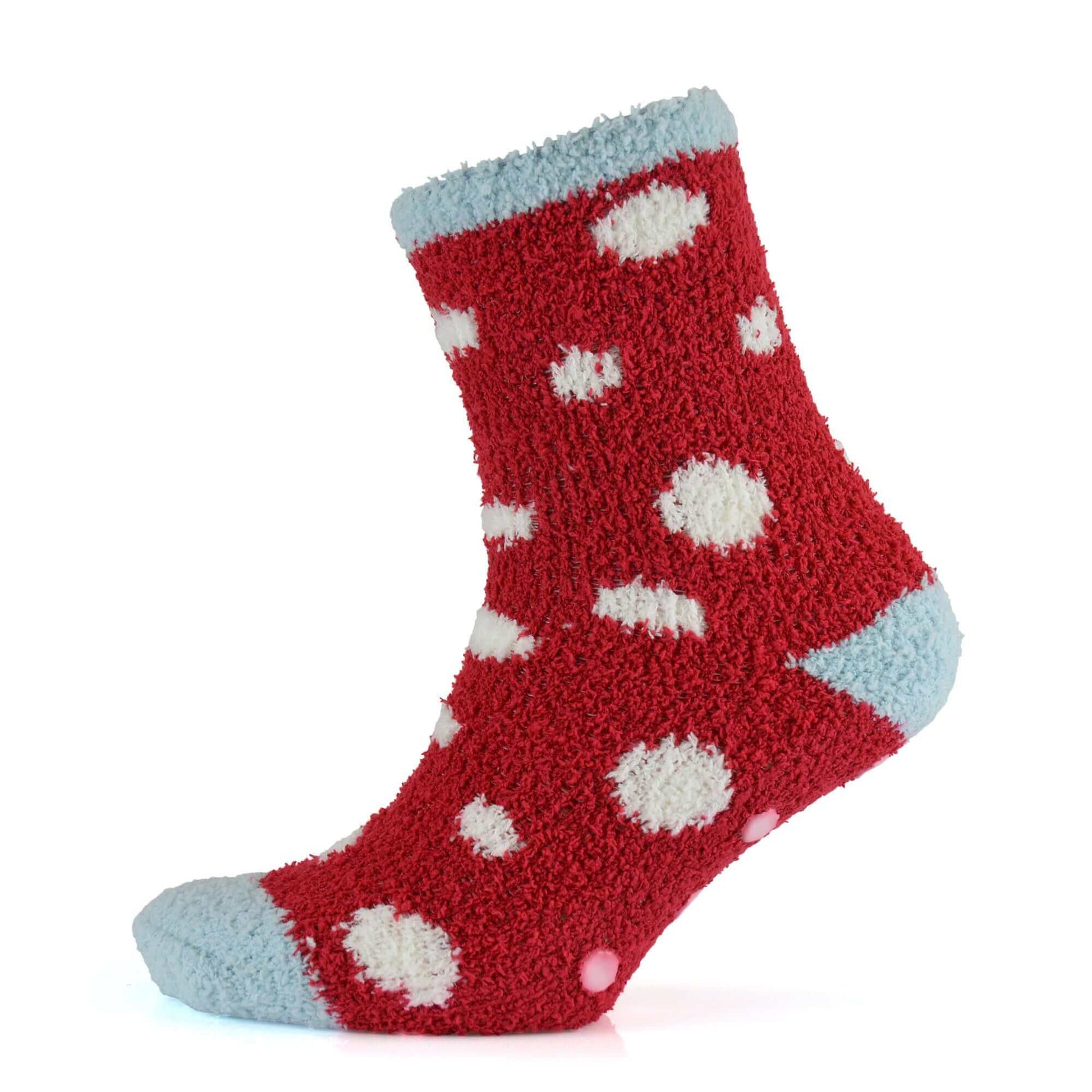 4 Pairs Ladies Christmas Slipper Socks Non-Skid Gripper Soles Winter Stocking Filler Gift Festive Rudolph Penguin Designs Sock Stack. Buy now for £7.00.