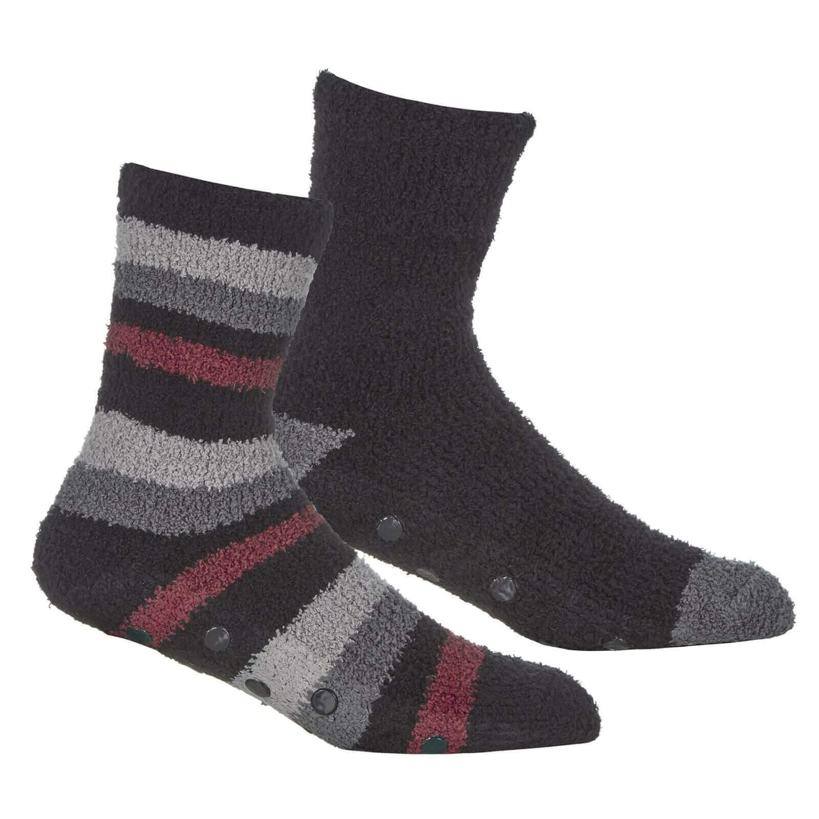 4 Pairs Mens Cozy Winter Striped Fluffy Slipper Socks Non-Skid Gripper Soles Warm Thick Fleece Tall Design UK Sizes 6-11 by Sock Stack. Buy now for £9.00.