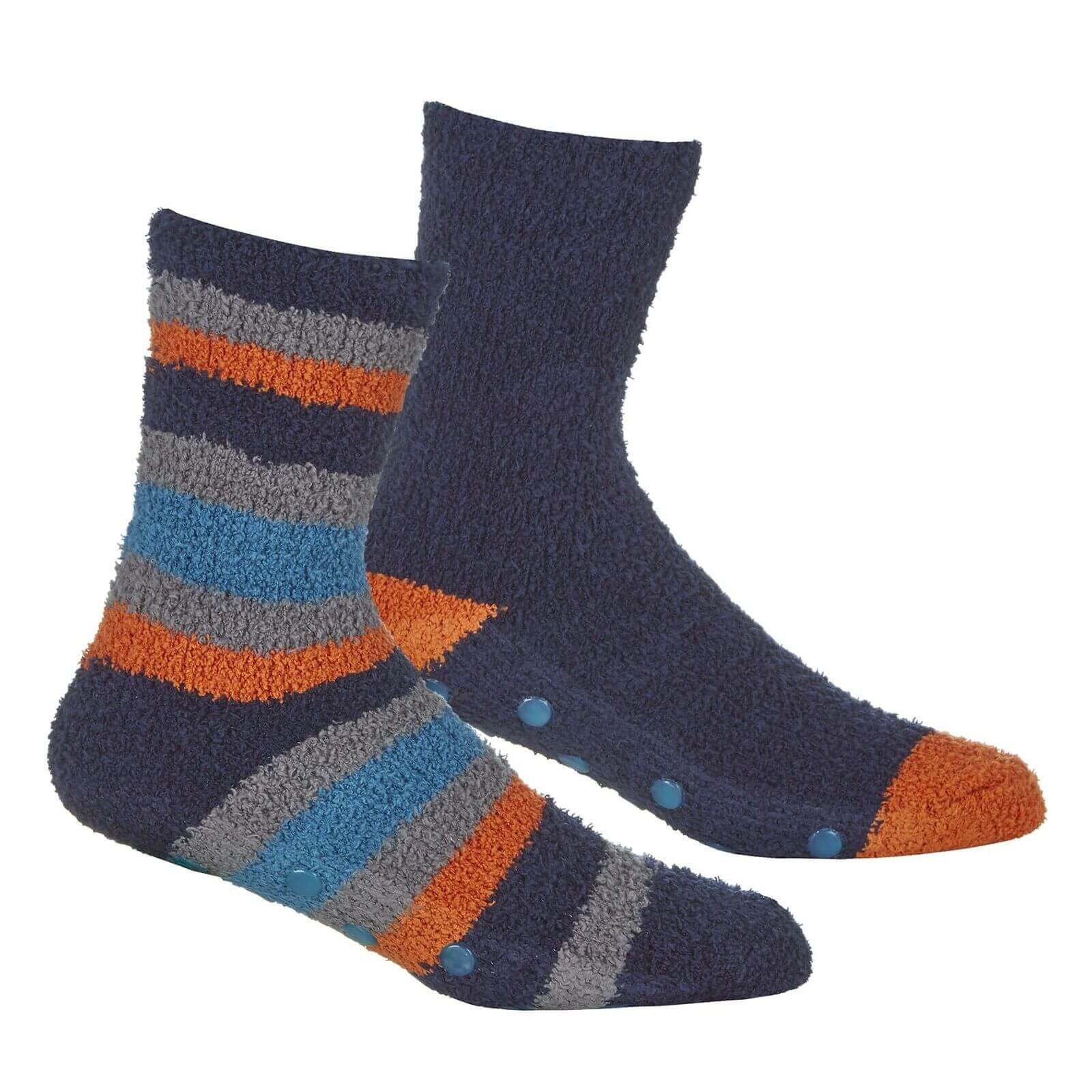 4 Pairs Mens Cozy Winter Striped Fluffy Slipper Socks Non-Skid Gripper Soles Warm Thick Fleece Tall Design UK Sizes 6-11 by Sock Stack. Buy now for £9.00.