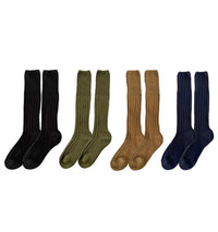 4 Pairs Mens Knee High Army Socks Terry Cushioned Military Commando Reinforced Toe Arch Support for Boots Hiking Outdoor Sports by Sock Stack ASSORTED / 6-11 Socks