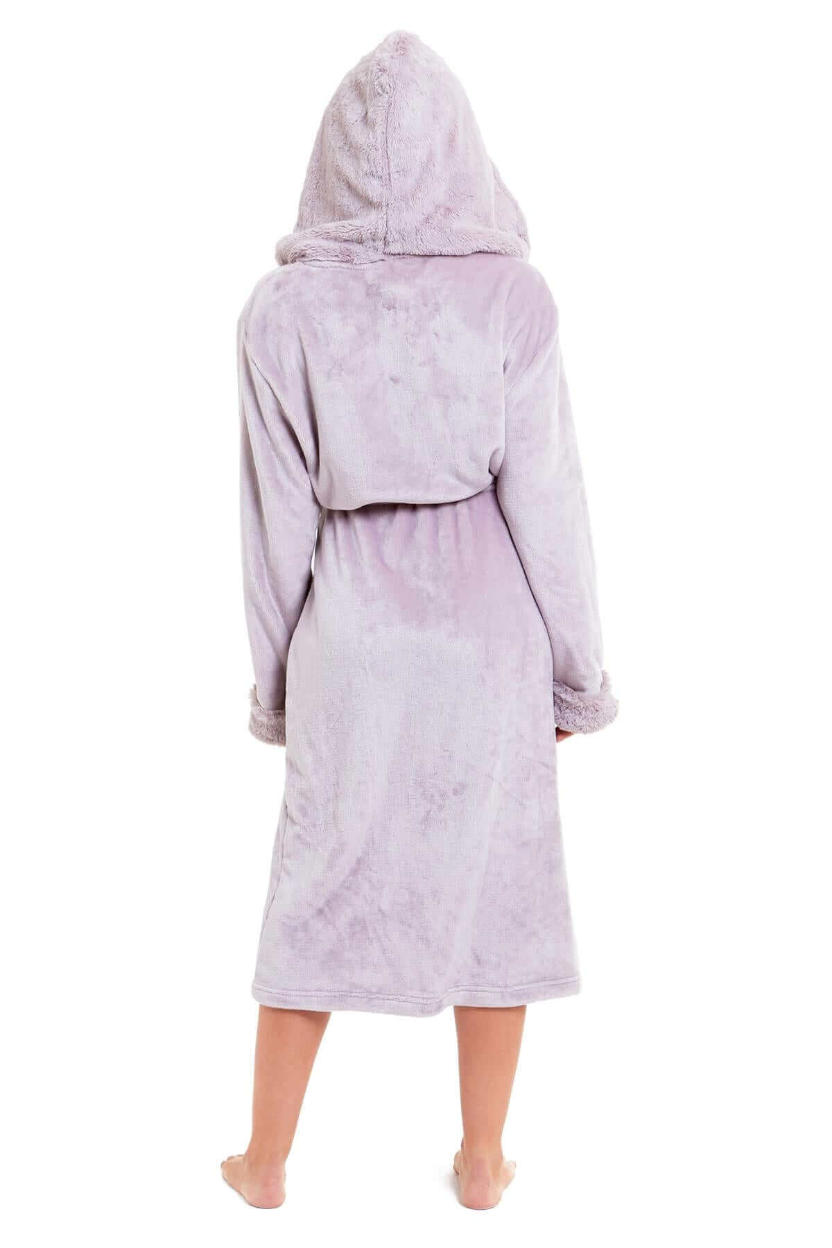 Women's Faux Fur Hooded Robe Dressing Gown, Super Soft Bath Robe. Buy now for £20.00. A Robe by Daisy Dreamer. bath robe, bathrobe, blush pink, clothing, comfortable, cosy, daisy dreamer, dressing, dressing gown, dusky pink, faux fur, flannel, fleece, flu