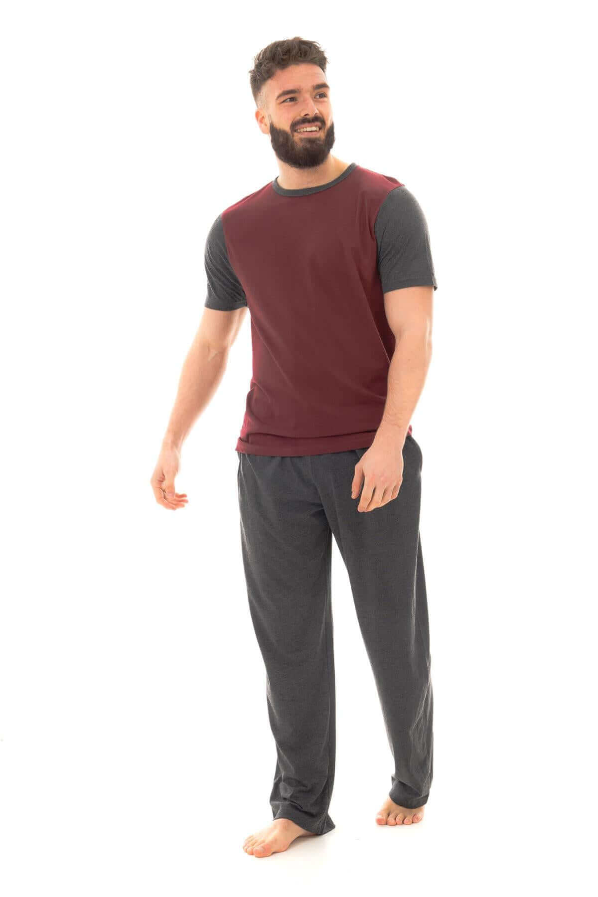 Men's Long Pyjama Sets Cotton T Shirt Pants Loungewear. Buy now for £10.00. A Pyjamas by Sock Stack. black, bottom, boys, charcoal, claret, comfortable, cotton, grey, home, large, loungewear, marl grey, maroon, medium, mens, navy, nightwear, pants, pj, po