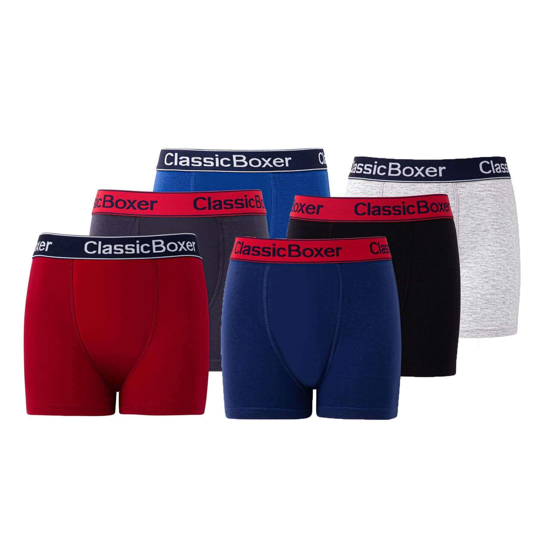 6 Pack Boys Cotton Stretch Trunks Boxer Shorts Comfortable Waistband Assorted Styles Breathable Underwear Sizes 5-13 Durable Moisture-Wicking by Sock Stack. Buy now for £9.00.
