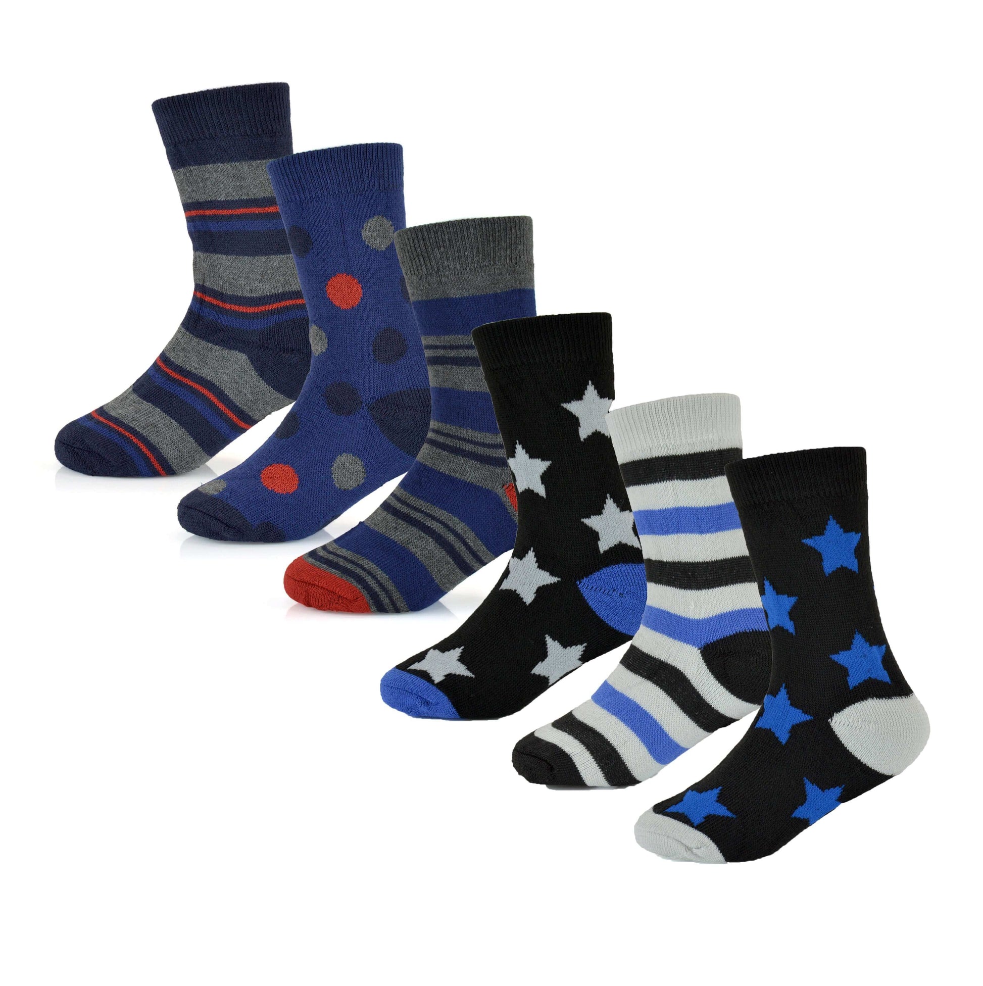 6 Pack Kids Thermal Socks Boys Girls Winter Boot Socks Non-Slip Cushioned Warm Durable Footwear Assorted Colors Sizes 4-13 Years by Heatwave Thermalwear. Buy now for £8.00.