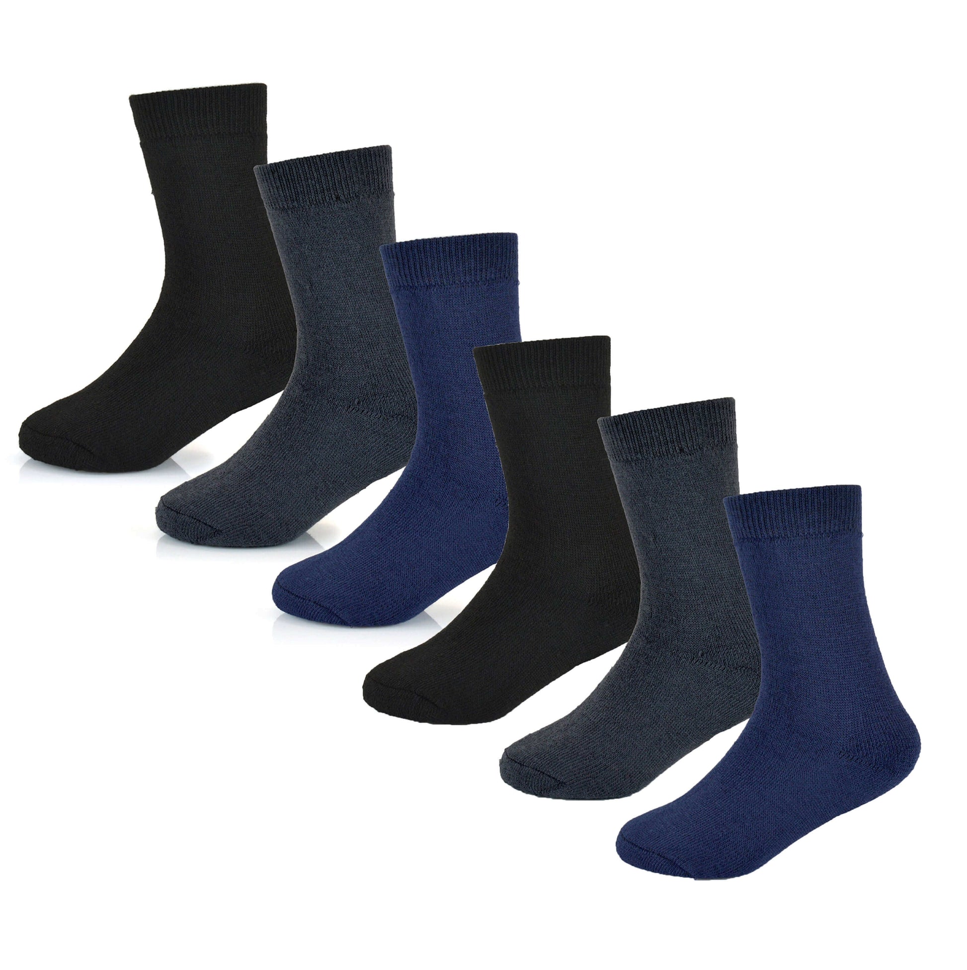 6 Pack Kids Thermal Socks Boys Girls Winter Boot Socks Non-Slip Cushioned Warm Durable Footwear Assorted Colors Sizes 4-13 Years by Heatwave Thermalwear. Buy now for £8.00.