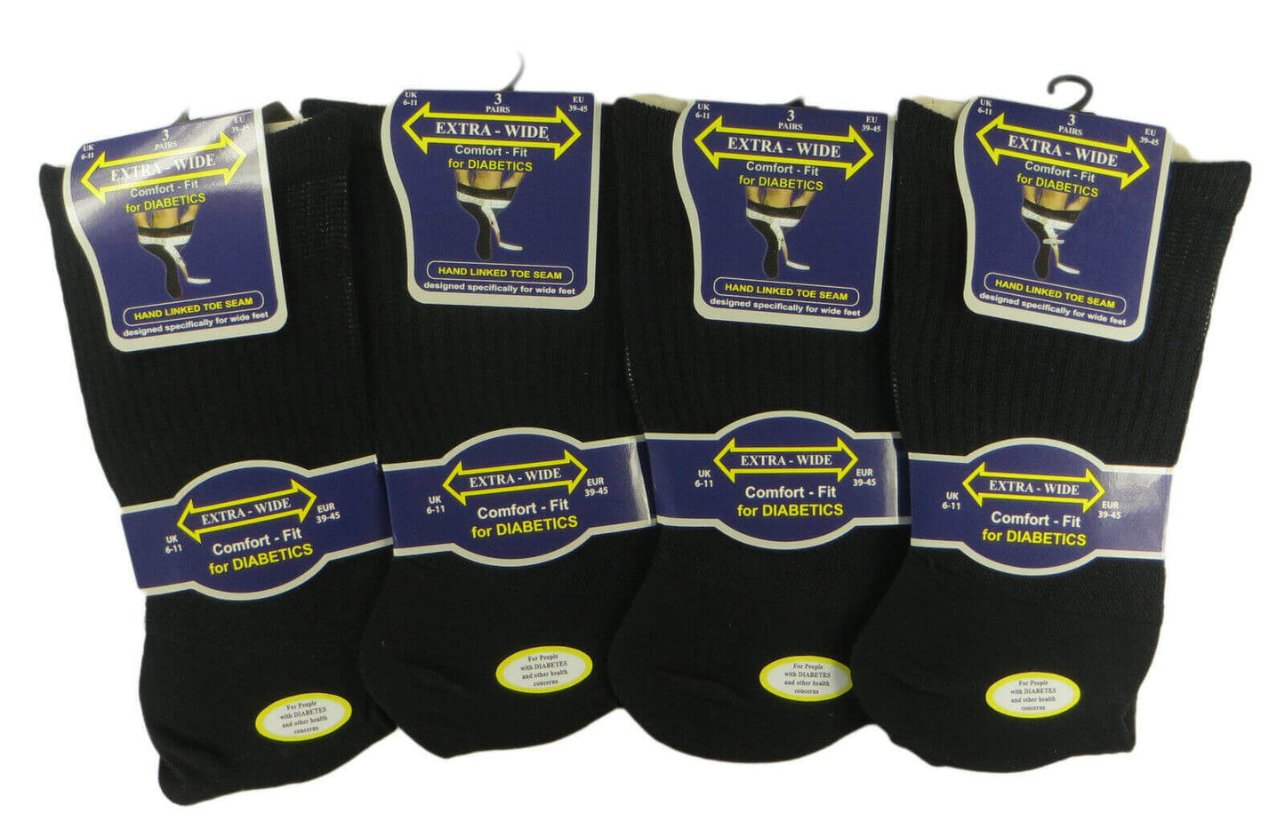 6 Pack Men's Extra Wide Non-Elastic Diabetic Socks Super Soft Breathable Moisture-Wicking Antibacterial Sustainable Cotton Black UK Sizes 6-11 by Sock Stack. Buy now for £10.00.